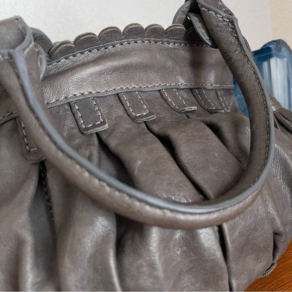 Gray Leather Lockhart Mini Flower Purse with Tassels M010446 - Picture 4 of 8